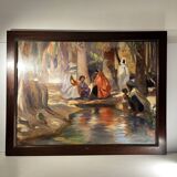 Orientalist impressionist painting, oil on canvas, ca 1940