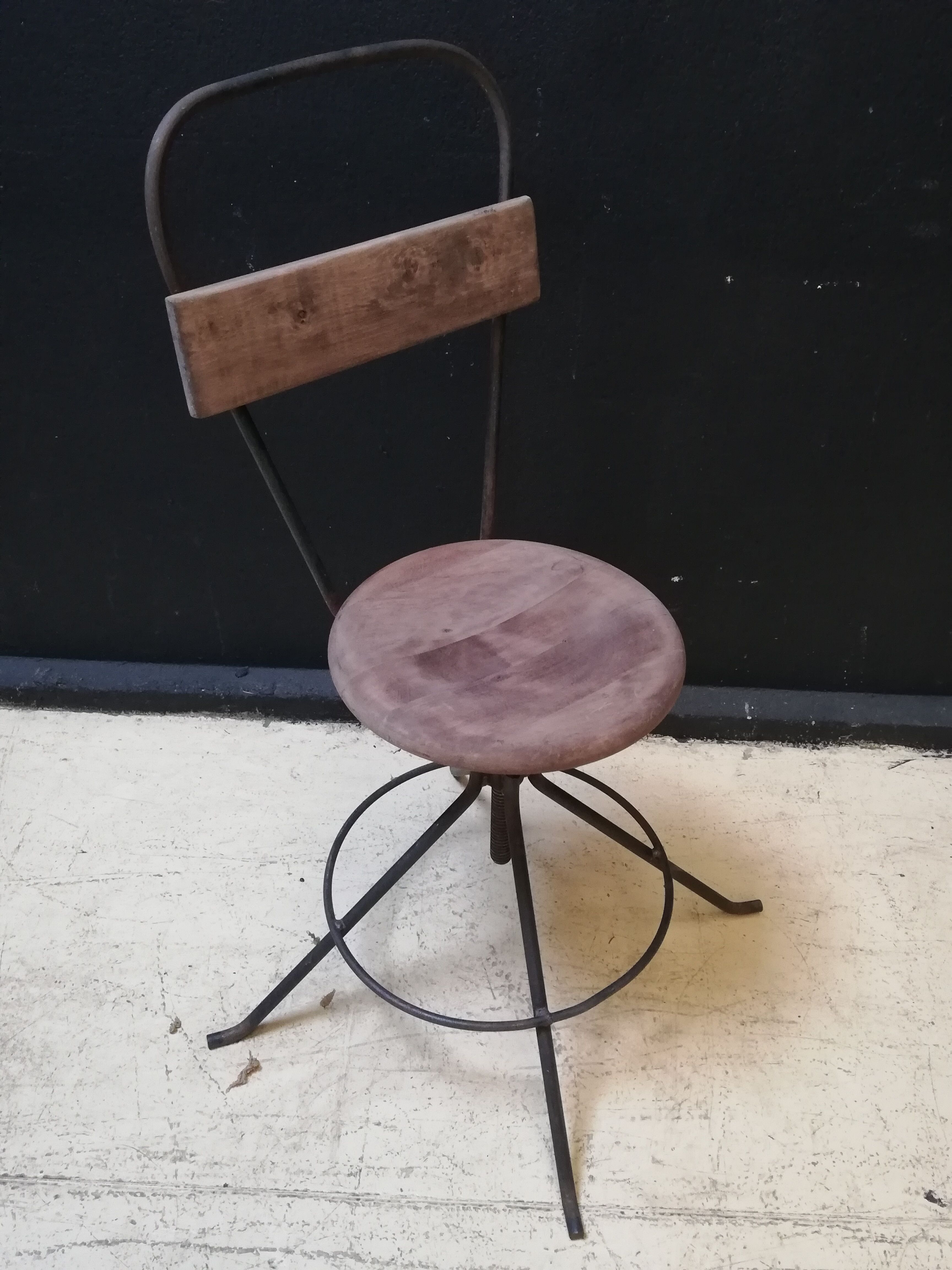 Industrial swivel chair wood and metal