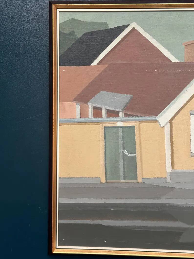 Original Vintage Swedish Oil on Canvas – “City Scene” by Gunnar Fohlin – Signed & Dated 1987 – Vintage & Framed
