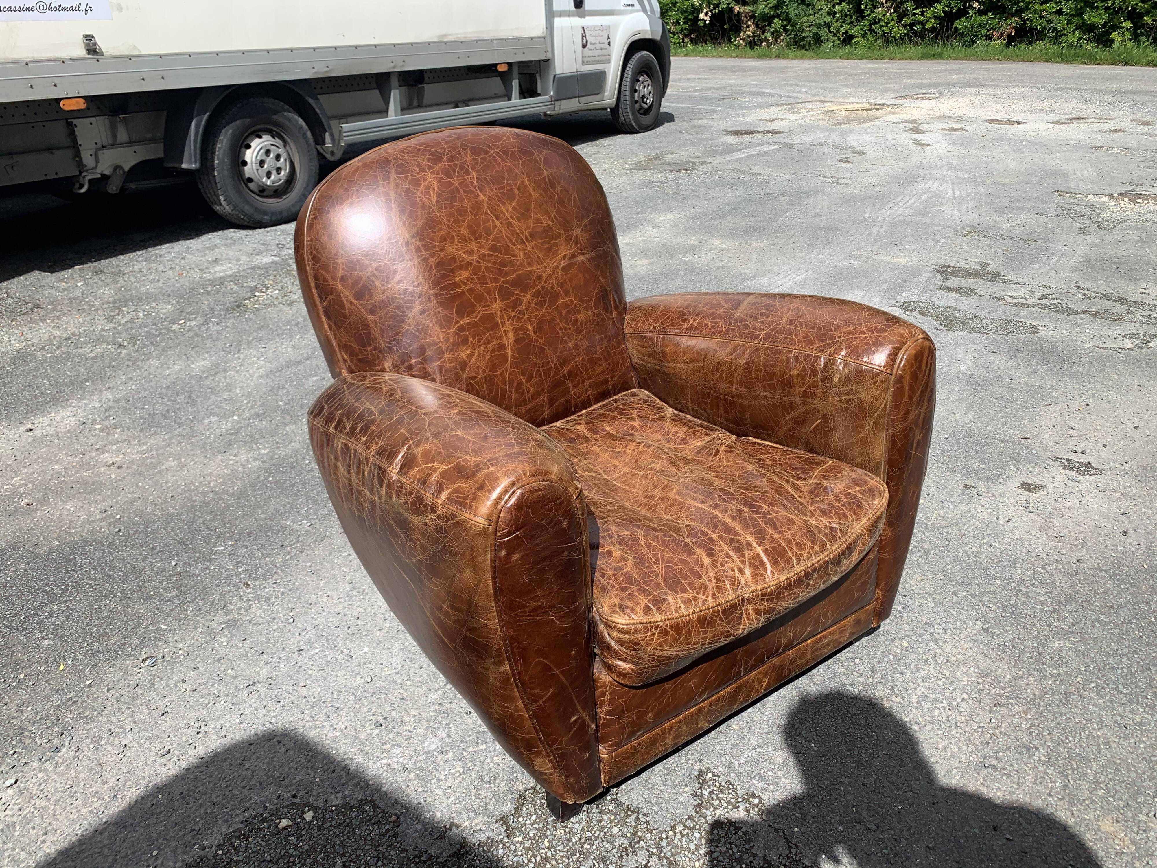 Leather club armchair