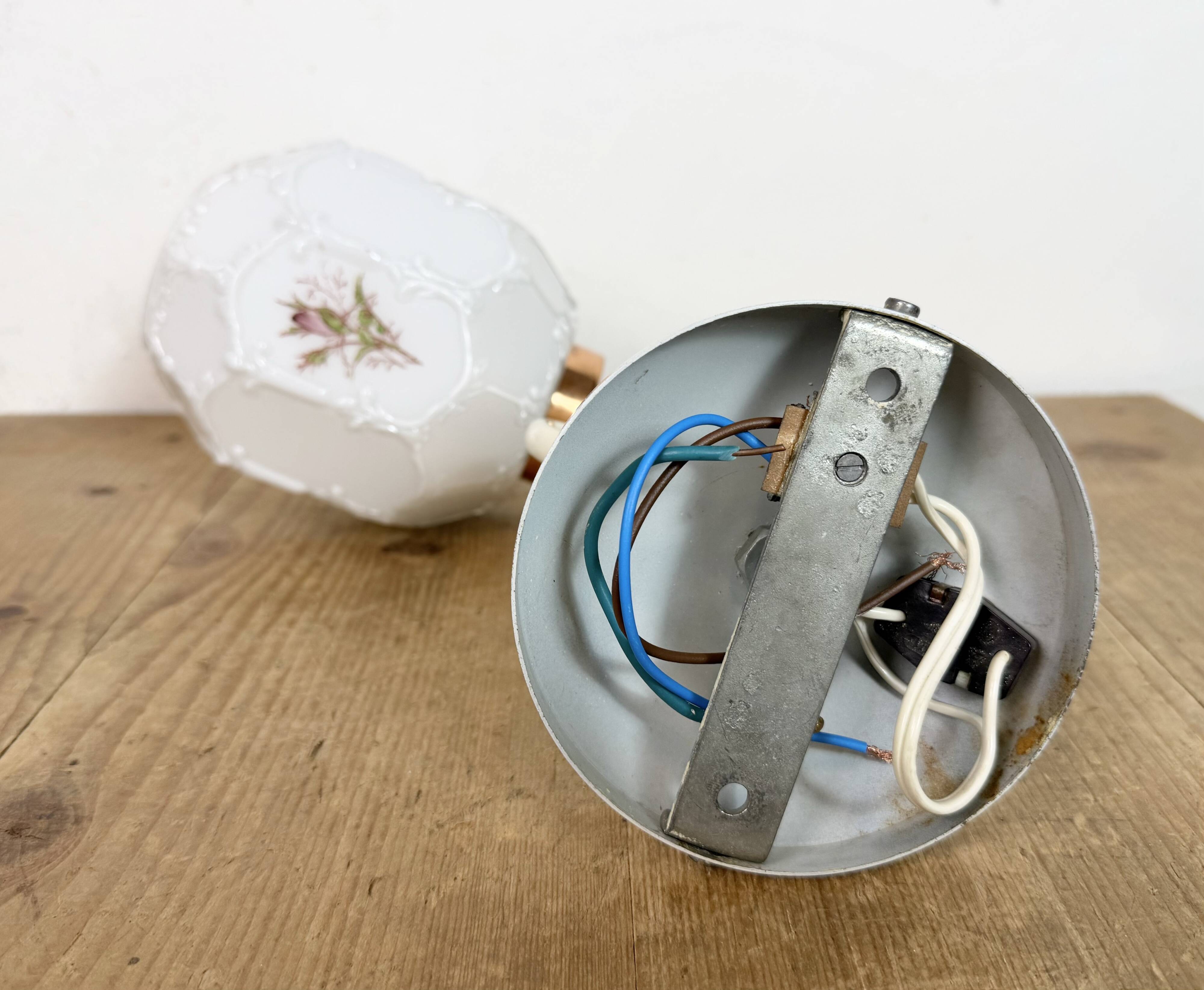 Vintage Wall Light with Milk Glass from Drukov, 1960s