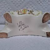 Moustiers ceramic flower pick with bird and flower decor