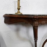 Console table wood and green marble from Aosta