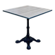 Modern bistro table, cast iron base, laminated top