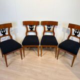 German Biedermeier Chairs in Cherry Veneer, 1830, Set of 4
