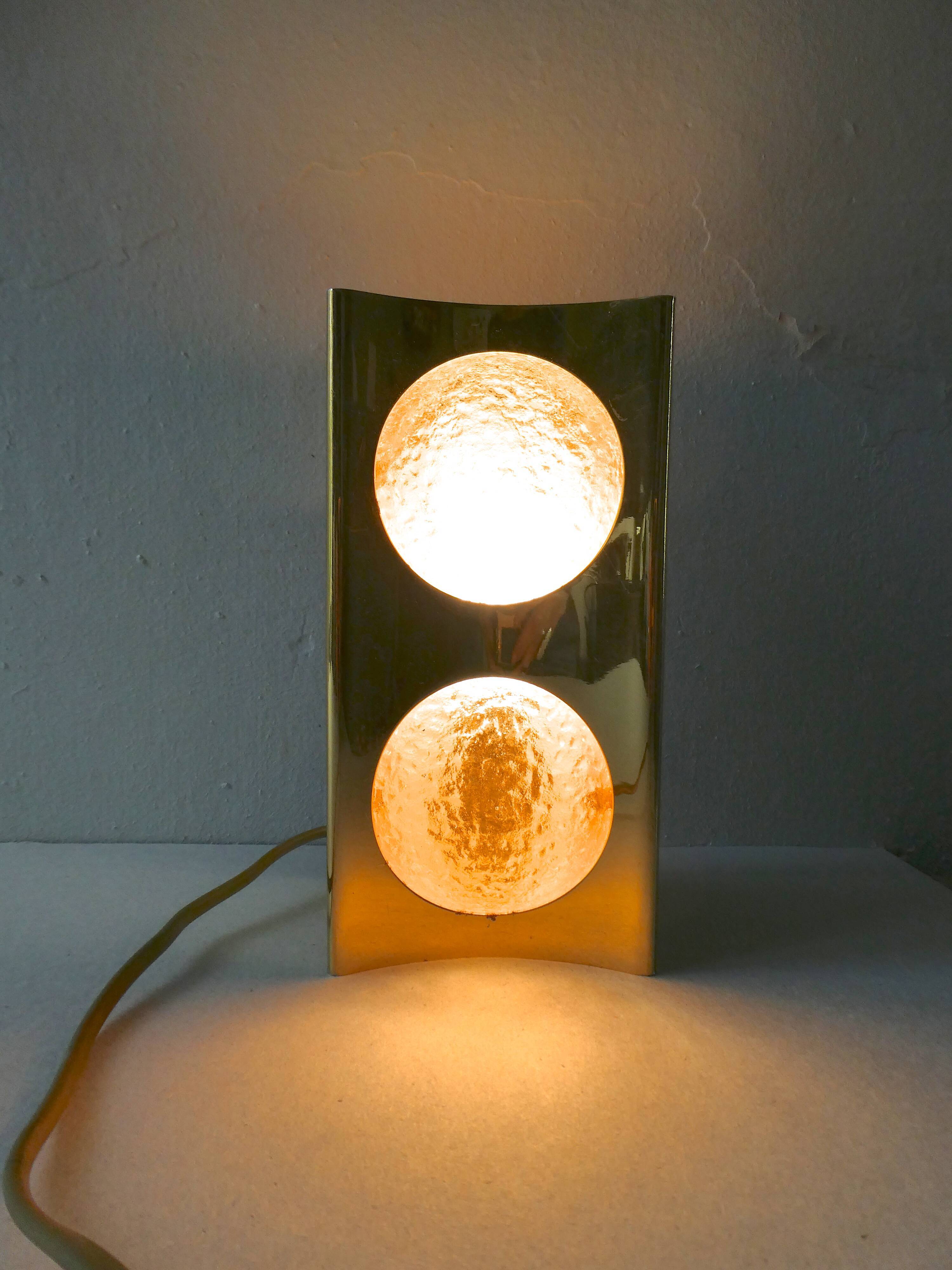 Pair of gold metal and frosted glass sconces