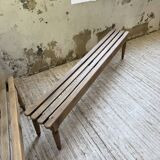 Pair of 1950 benches with oak and beech slats