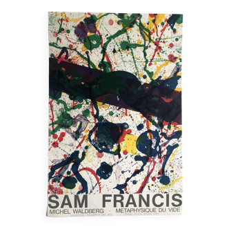 Affiche en lithographie originale de sam francis, métaphysique du vide ii, 1986