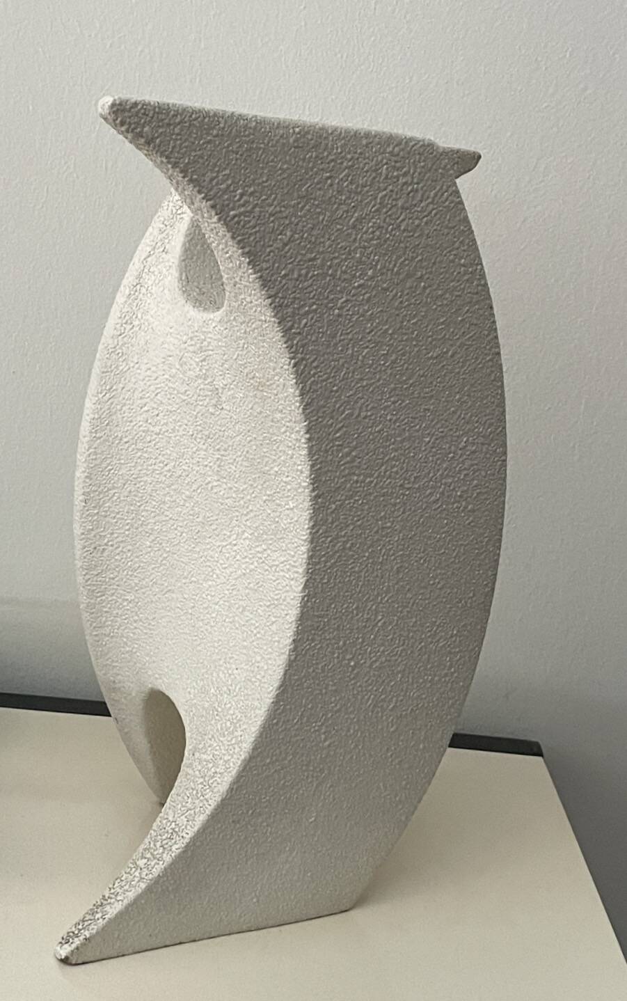 white vase Sculptural Wave -Ceramic - Roberto Rigon - Italy - 1960-70