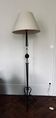 1950s floor lamp - wrought iron, gilded brass, and Sèvres crystal