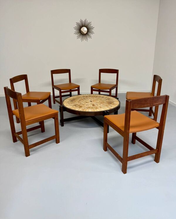 Lot 6 anciennes chaises scandinave''Corona'' design années 60 Lennart Bender