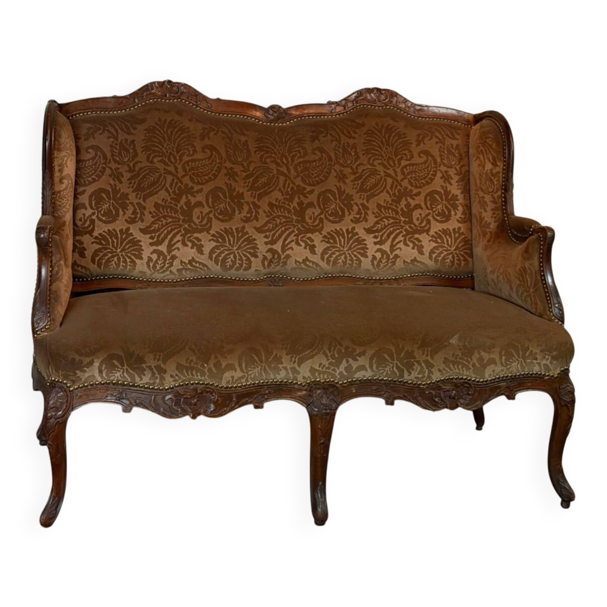 Small Louis XV style wingback bench, circa 1880