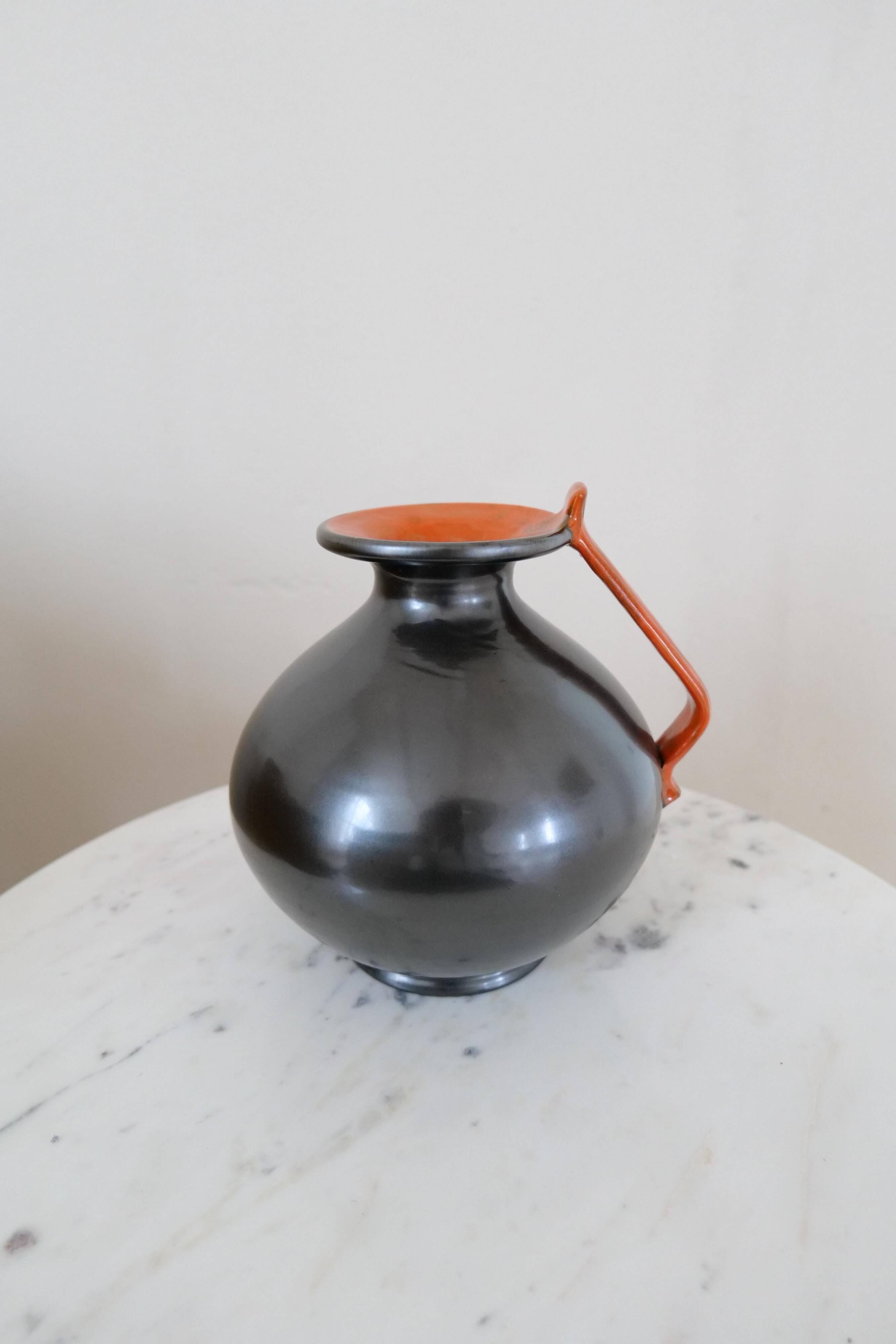 Art Deco ceramic globe vase by Upsala Ekeby, Sweden, 1930s