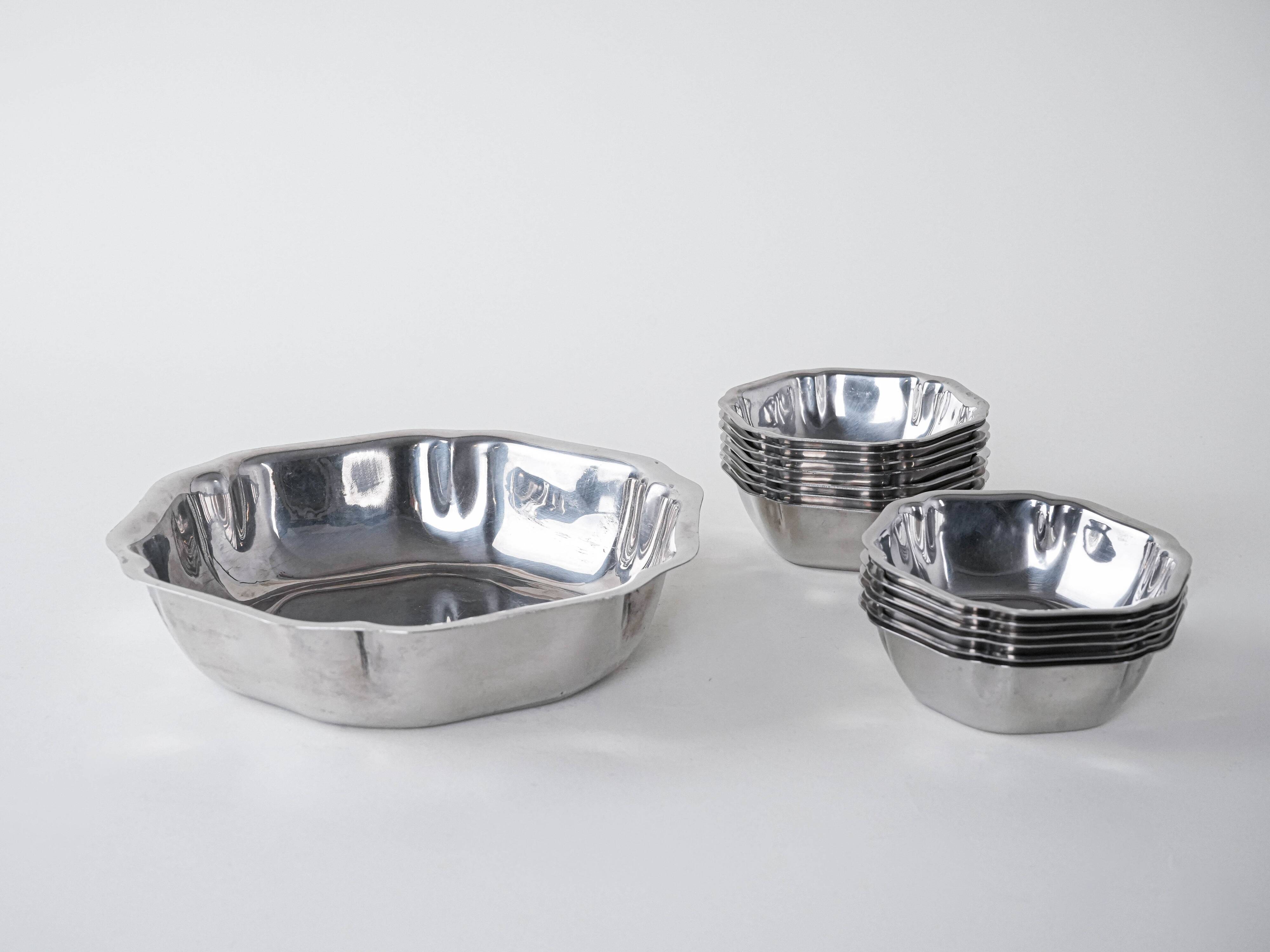 Set of stainless steel bowls, Italian design, 1980s, made in Italy