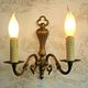 French vintage traditional double brass wall sconce scrolled arms