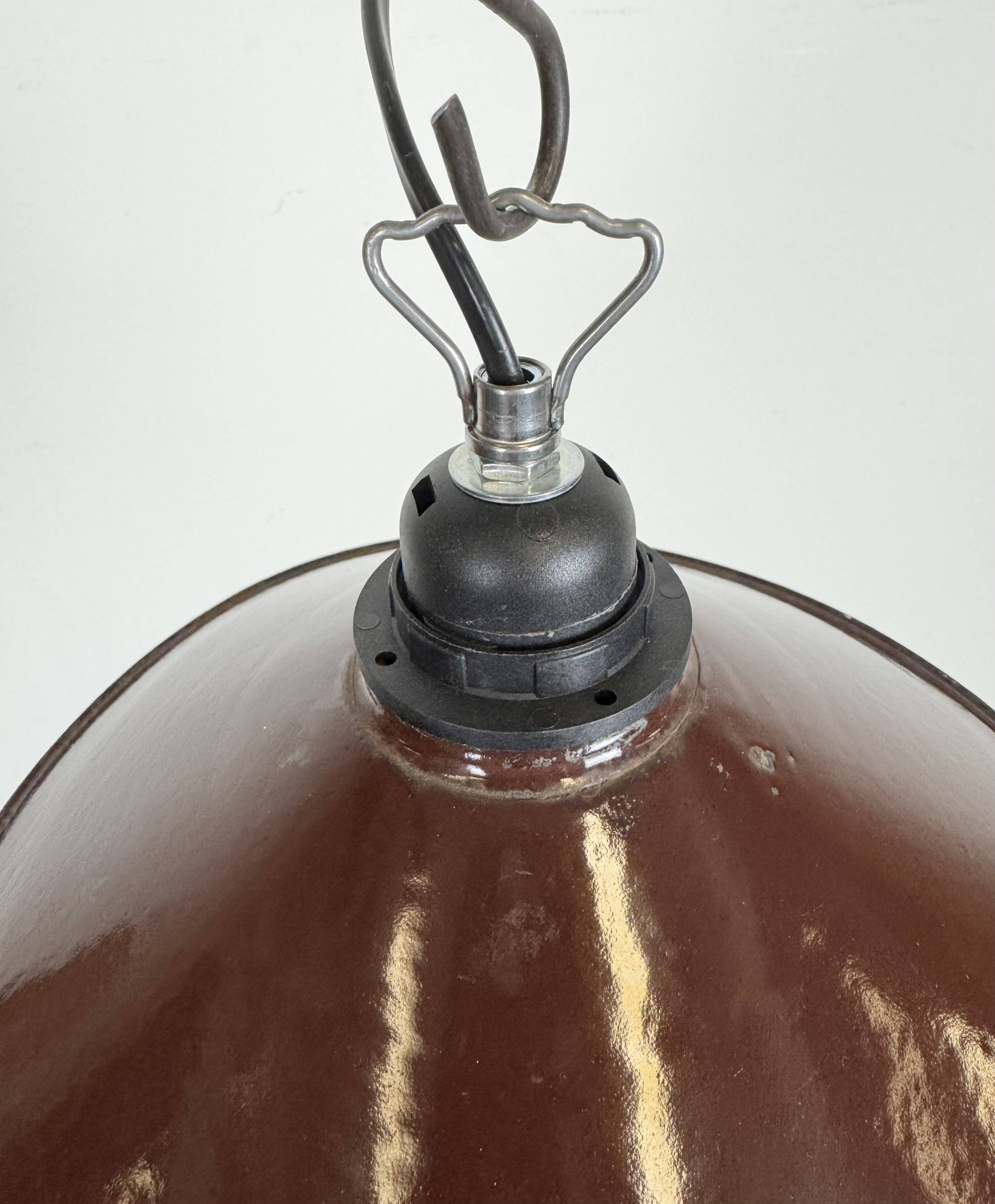 Industrial Dark Red Enamel Factory Pendant Lamp, 1960s