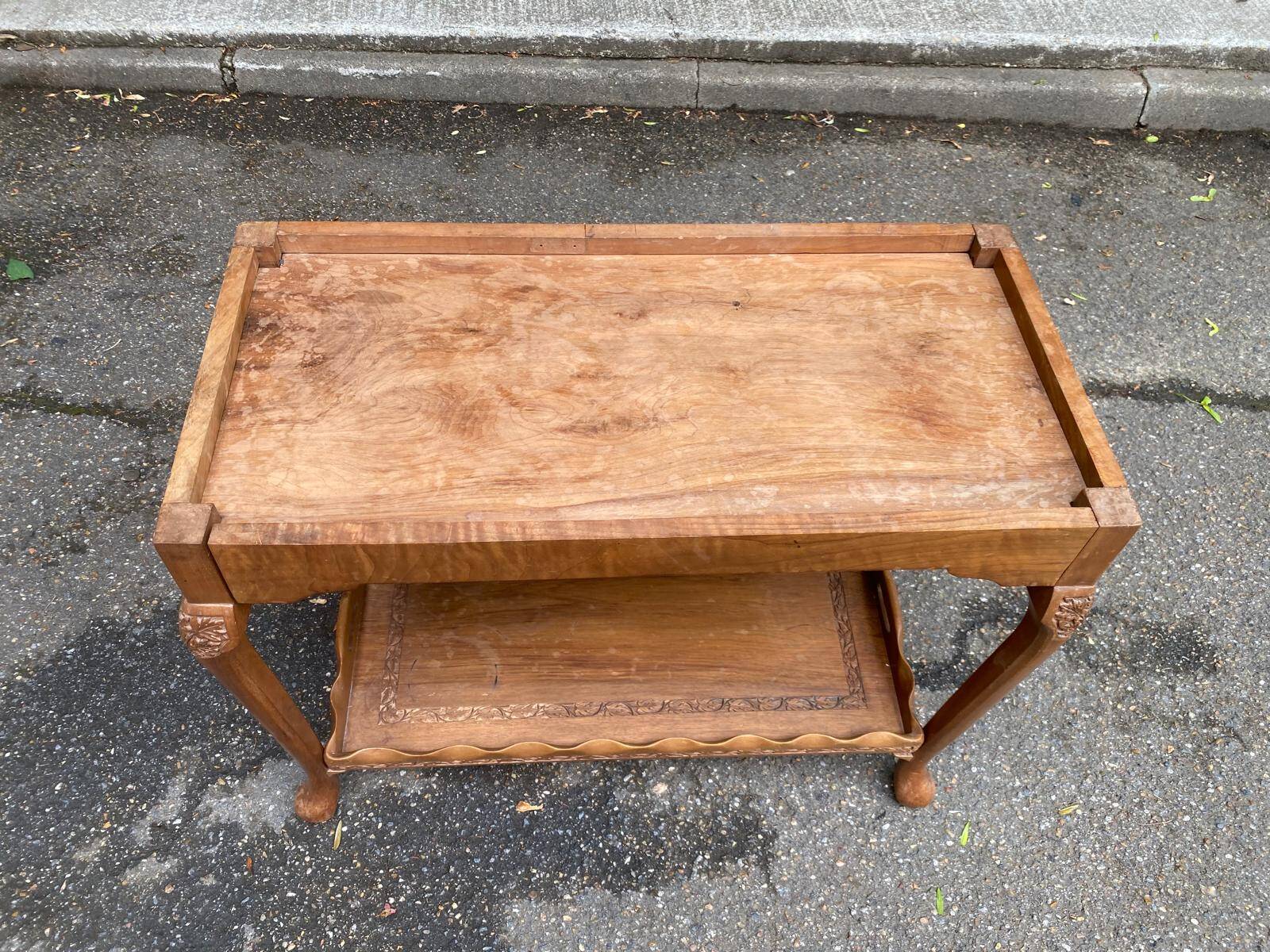 1950s solid wood console bar table.