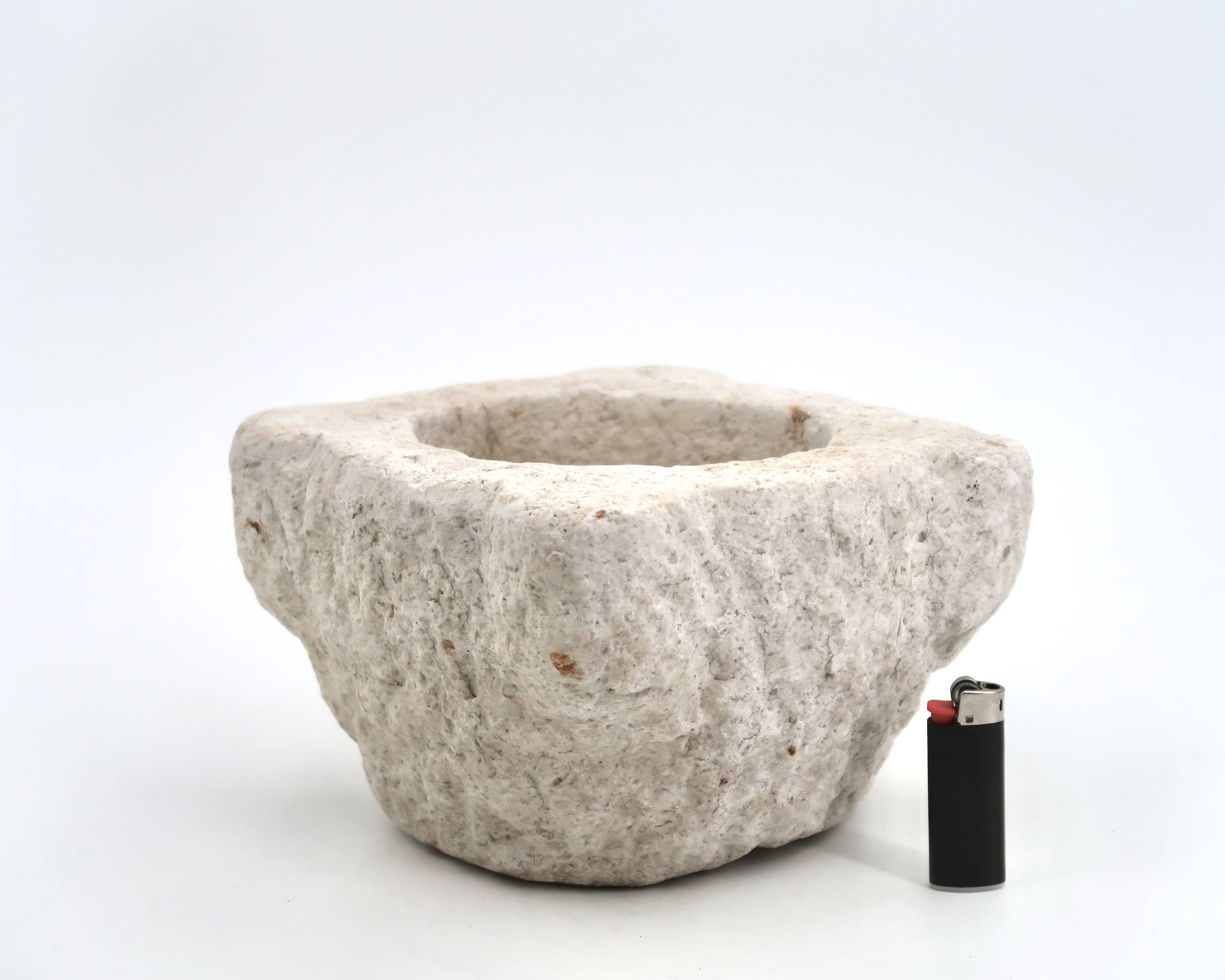 Brutalist mortar carved from stone, 19th century.