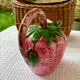 Large strawberry barbotine jug Bassano Italy