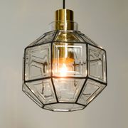 Beautiful rare original 60s  Limburg octagonal glass pendant lamp