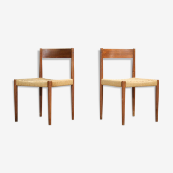 Teak chairs with rattan seats Denmark