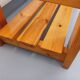 Table basse vintage en pin et verre fumé des années 70 80