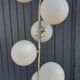 Lampadaire chrome 6 boules opalines