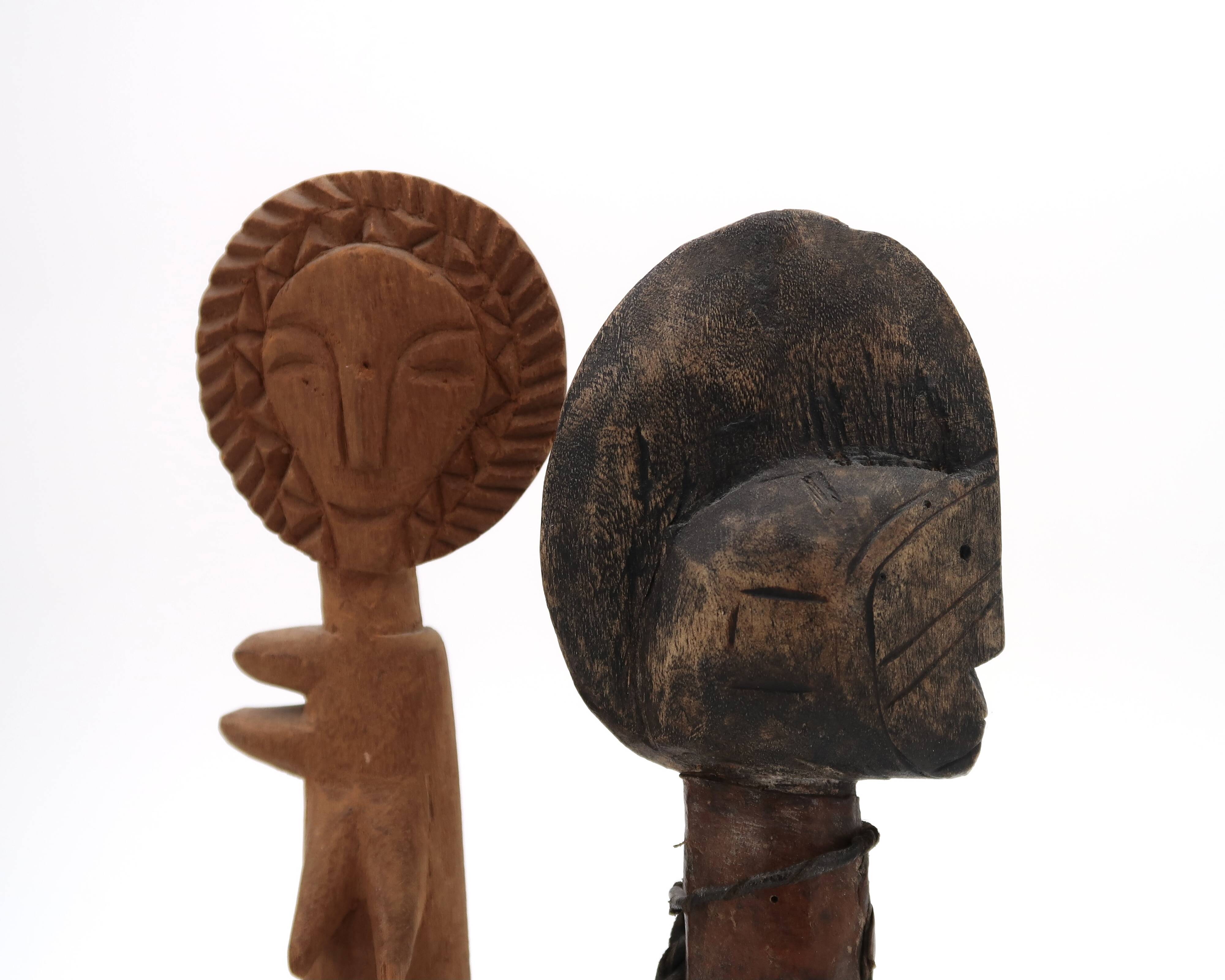 Set of three wooden tribal art statuettes, 1980s