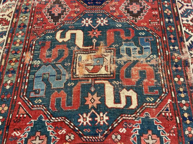 Old Carpet of the Caucasus, Kazak Cloud Band, Circa 1880