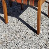 Set of 5 70s designer chairs in beech and orange and brown velvet Self éditeur