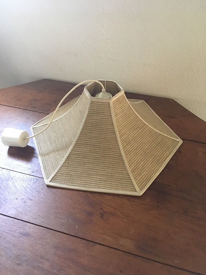 Six-sided braided straw hanging lamp