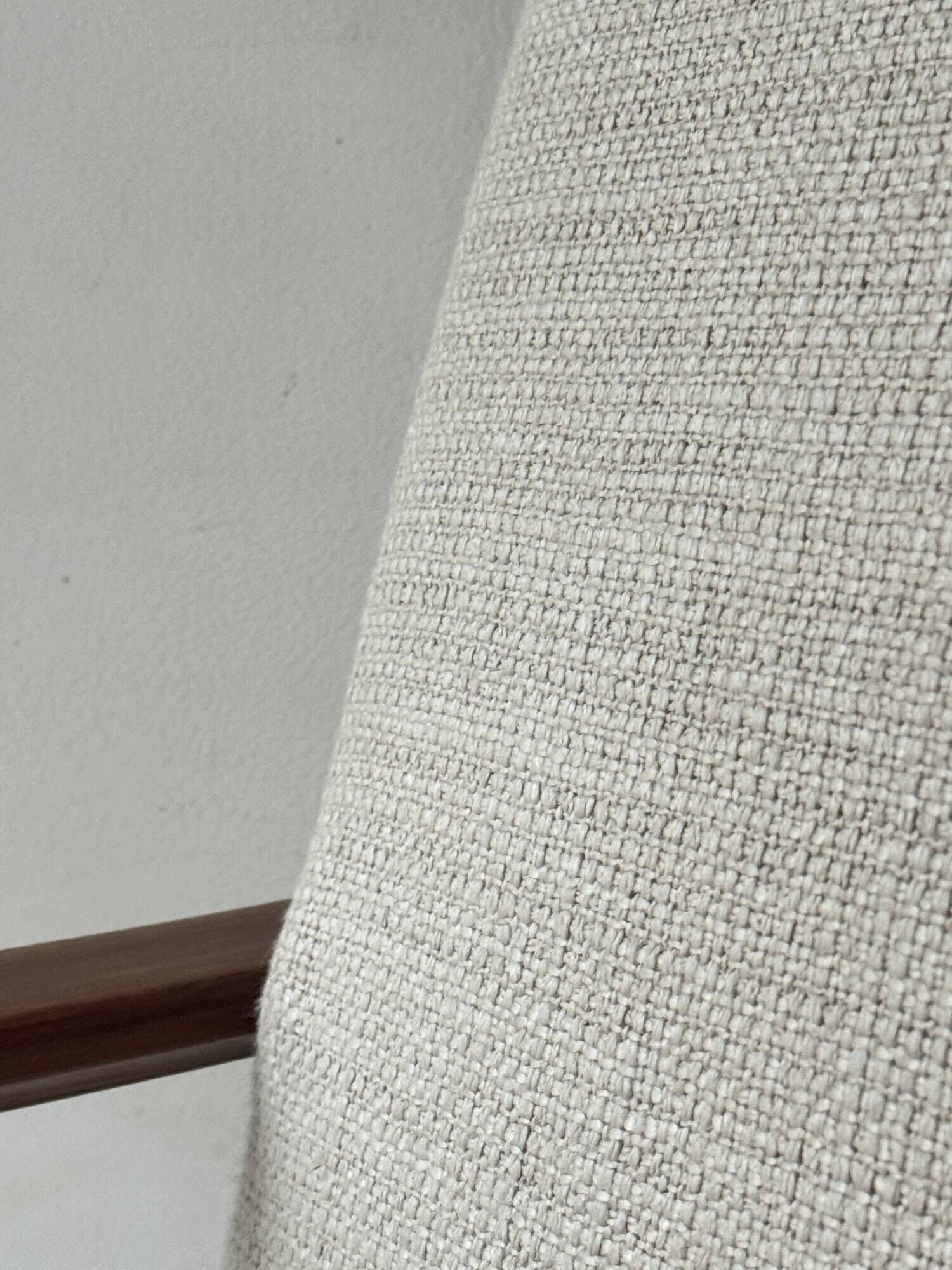Scandinavian armchair in wood, Pierre Frey fabric, refurbished, Denmark 1950.