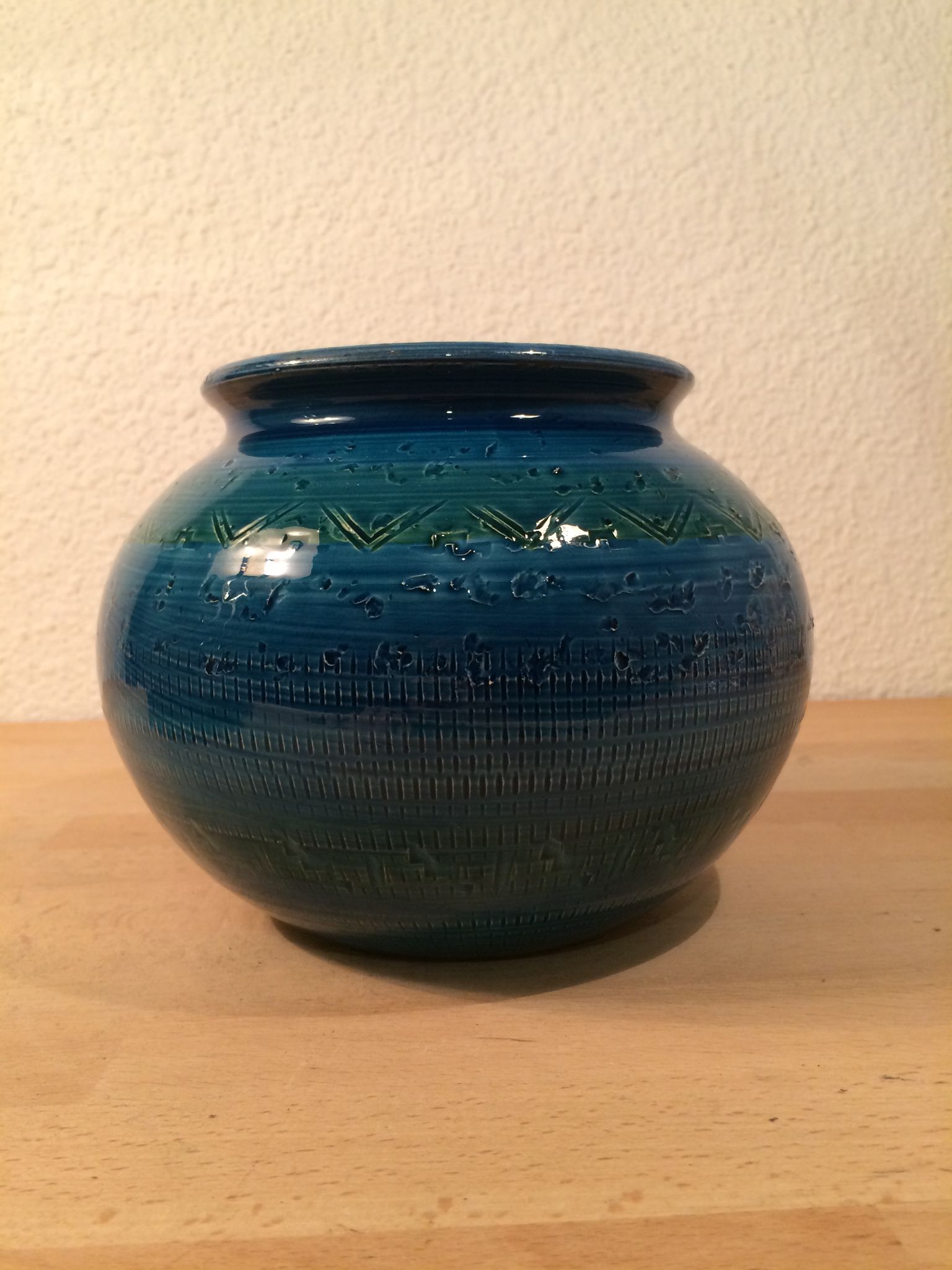 Vase boule Bitossi Aldo Londi Rimini Blue