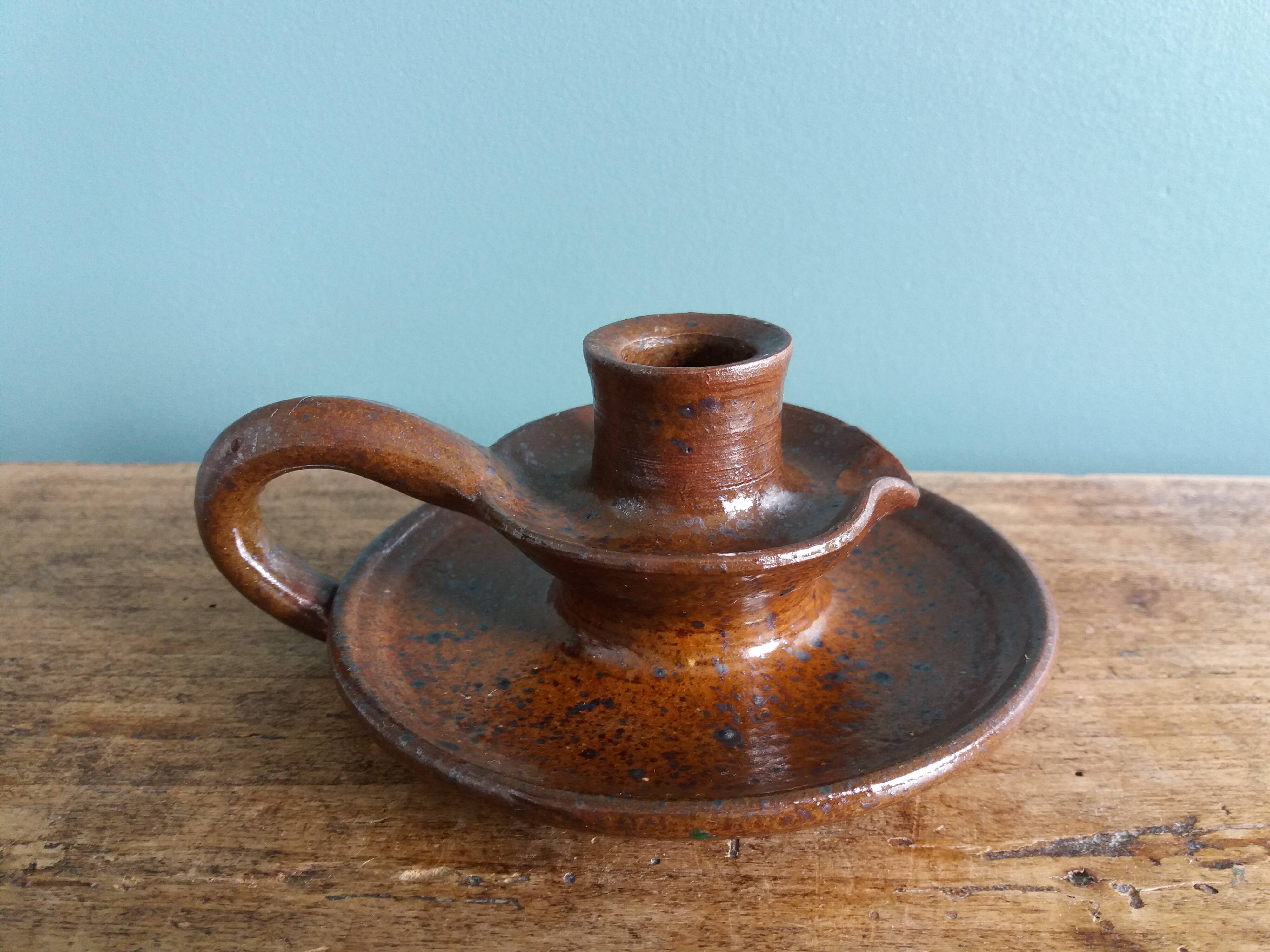 Cellar rat hand candle holder with pyrite terracotta
