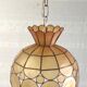 Pendant lamp in amber mother-of-pearl and brass – 60s/70s