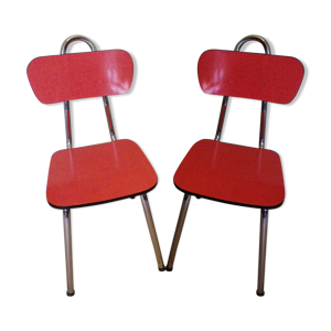 Lot de 2 chaises en formica rouge