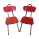 Lot of 2 chairs in red formica with tubing 60s