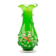 Excentric green blown glass vase with relief flowers Murano