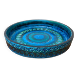 Large bowl in Rimini Blu pottery in mid-century style by Aldo Londi for Bitossi, Italy, 1960s.
