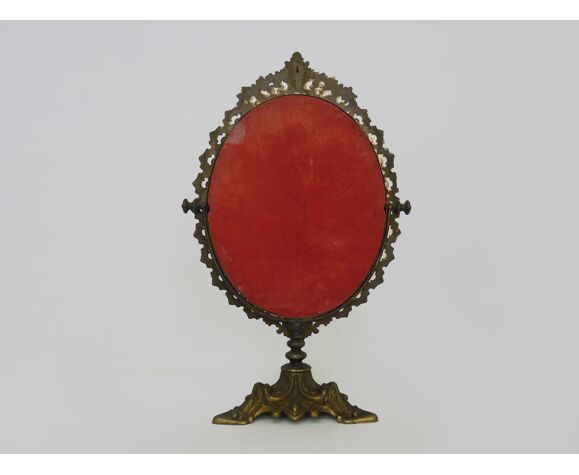 Ancien miroir de table en bronze, Louis XV