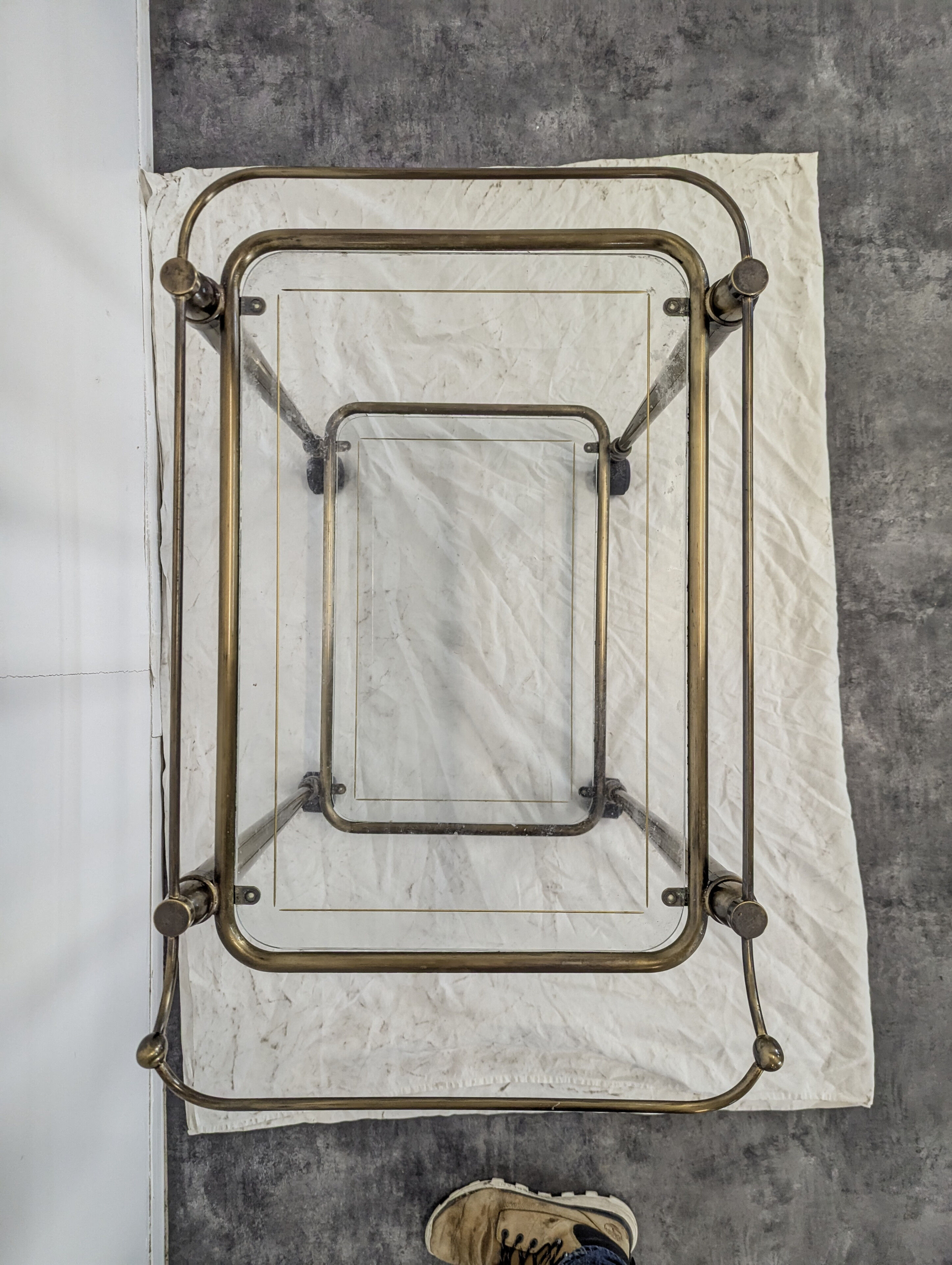 1950s brass rolling trolley