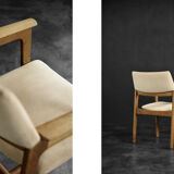 Vintage mid-century scandinavian modern oak executive chair in alcantara fabric, 1960s