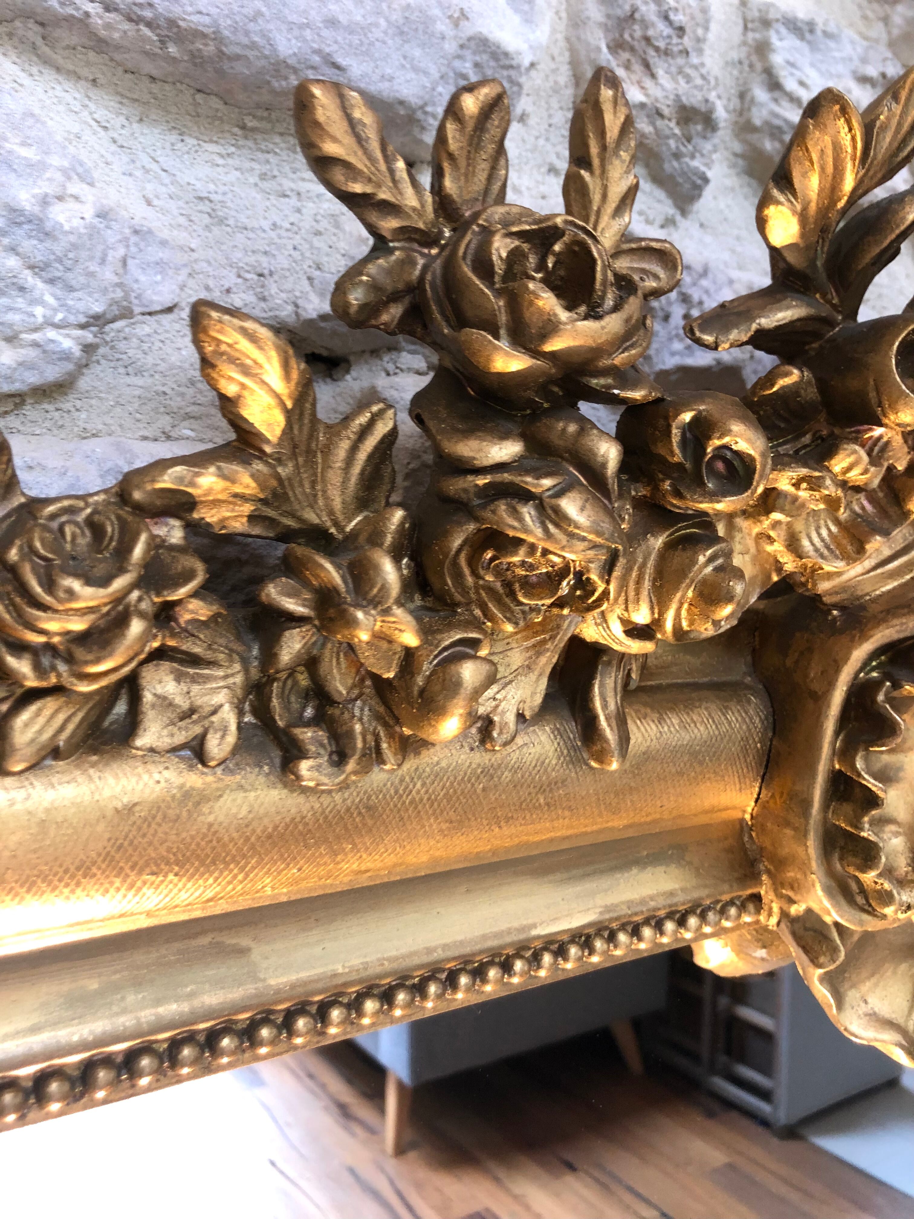 Louis-Philippe mirror with pediment late 19th century, 150x82.5cm