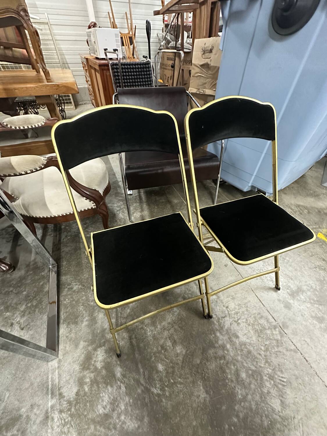 Chaises pliantes vintage Fritz Chair & Co en velours