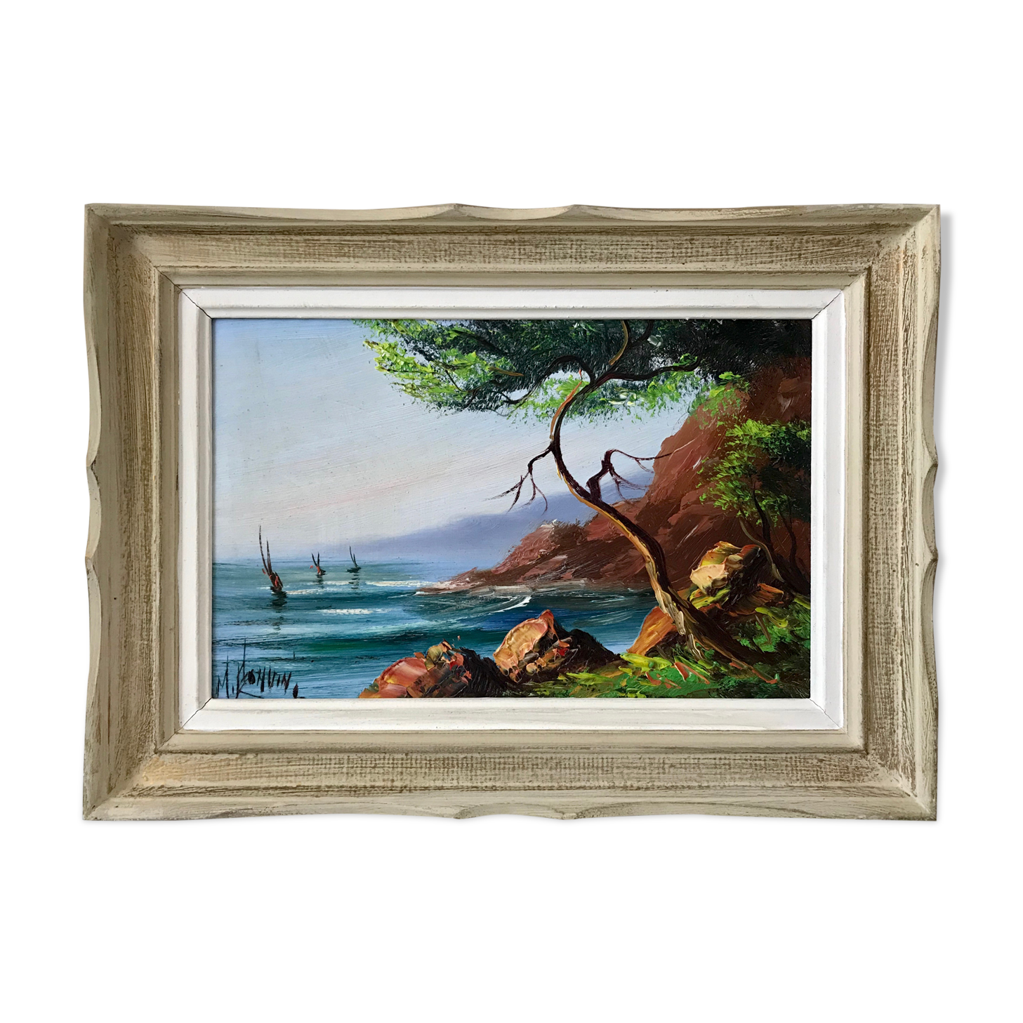 Old landscape painting calanques signed