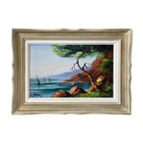 Old landscape painting calanques signed
