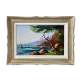 Tableau ancien paysage calanques signé