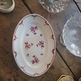 Oval dish with red floral decoration from the 40s