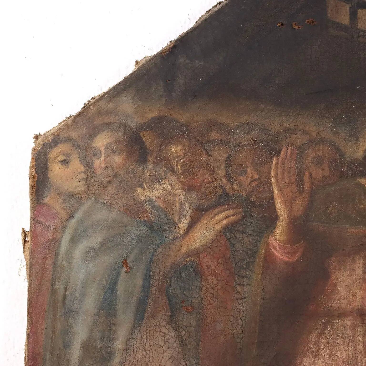 Ancient painting on a religious subject, oil on canvas, Italy 17th century.