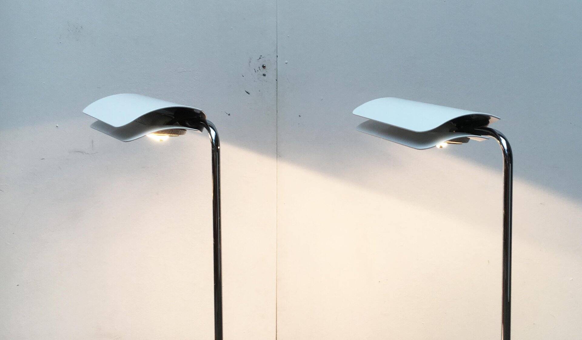 Vintage italian table lamps tegola by bruno gecchelin for blu italia, set of 2